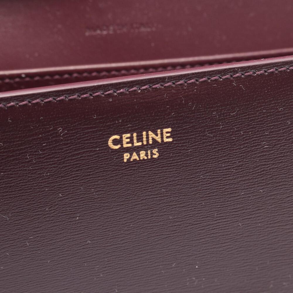 Celine Bag Leather Triomphe Bordeaux Shoulder Red - Picture 4 of 4